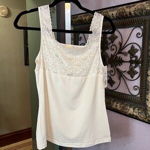 NWT Cinema Etoile Camisole - cream lace trim Sz L